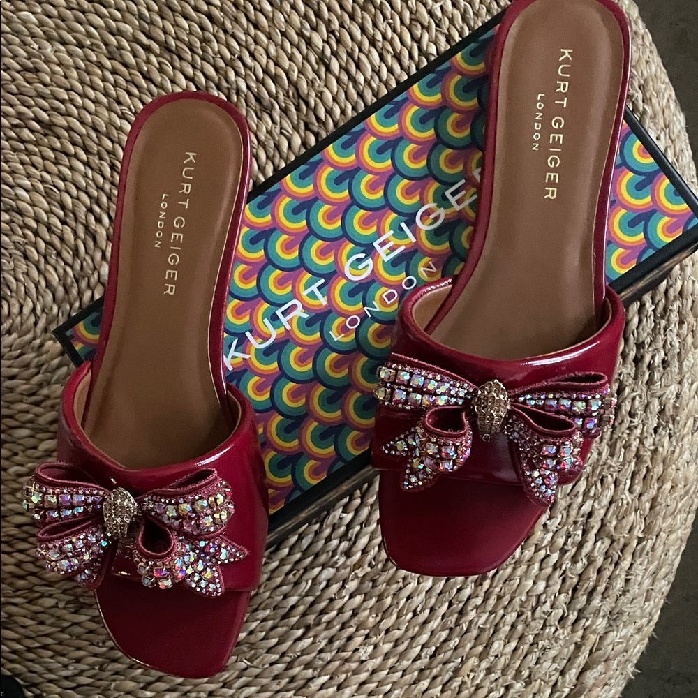Kurt Geiger Women's Burgundy Embellished Mules
